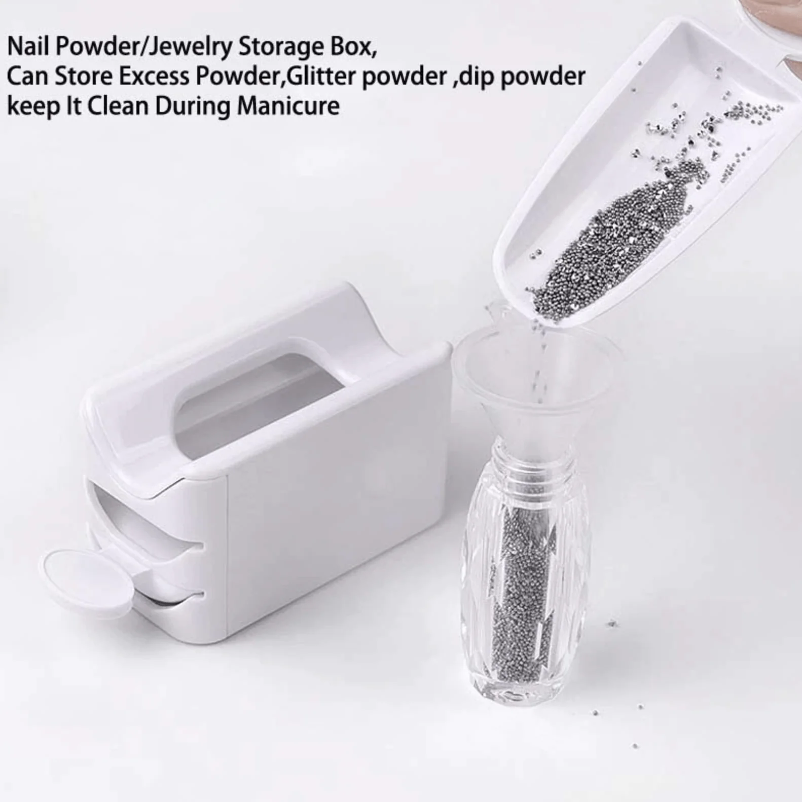 JNBS 2 Tiers Dipping Powder Tray Container with Funnel