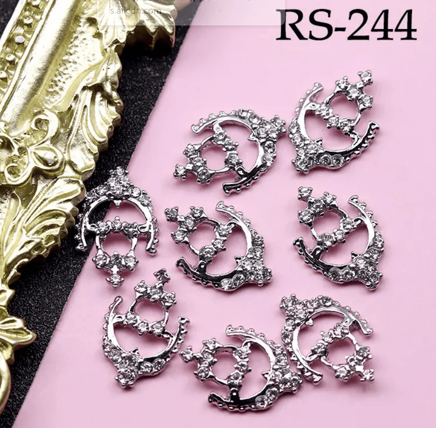 JNBS Alloy with Pearls Crystal Zircon Nail Charm RS242, RS243, RS244 - Image 3