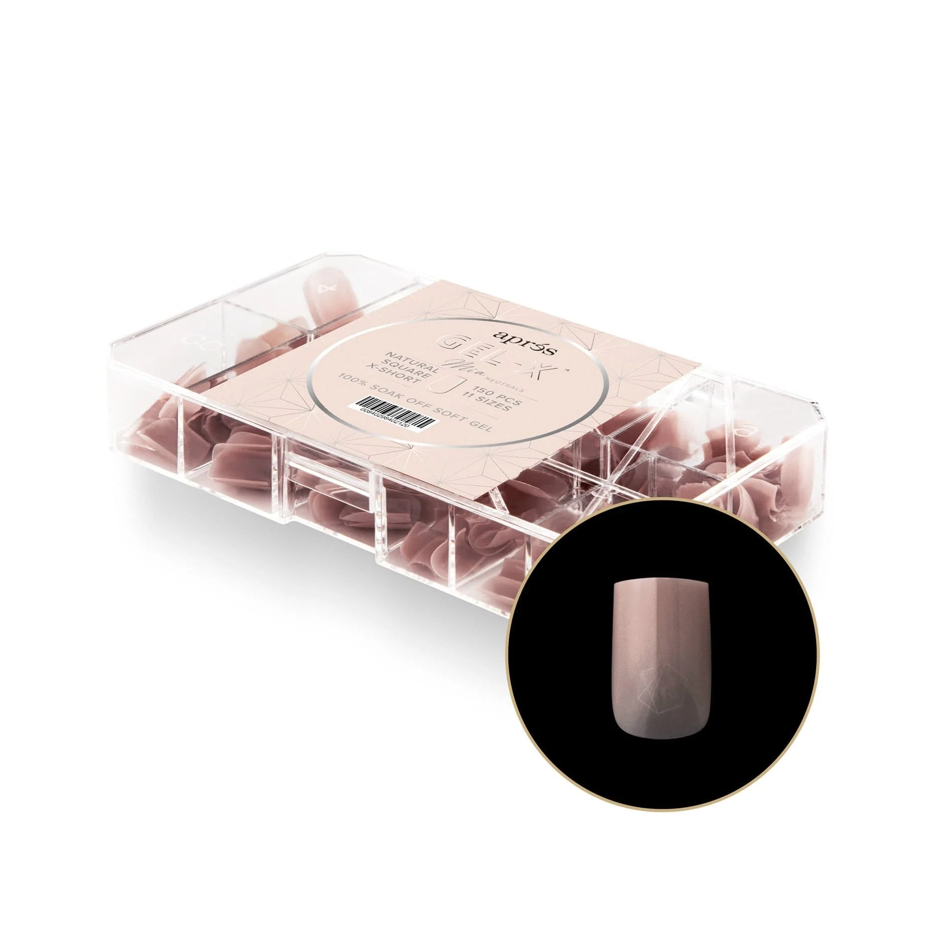 Apres Gel X™ NEUTRALS Box of 150pcs Mia Natural Square Tips