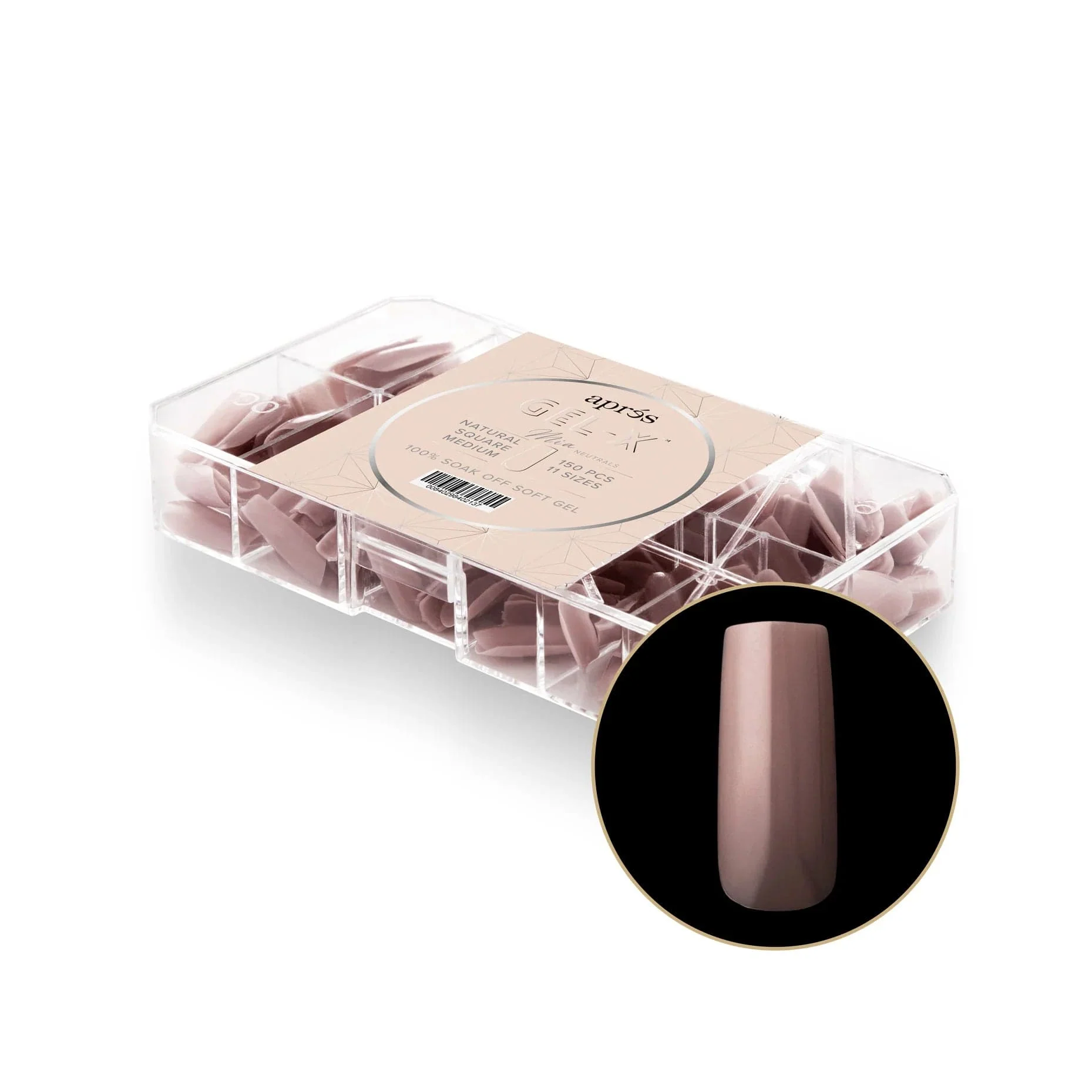 Apres Gel X™ NEUTRALS Box of 150pcs Mia Natural Square Tips - Image 3