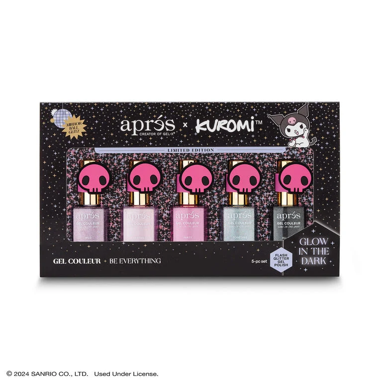Apres Gel Couleur Kuromi™ Naughty and Nice Flash Glitter Gel Couleur (Set of 5), 10ml - Image 3
