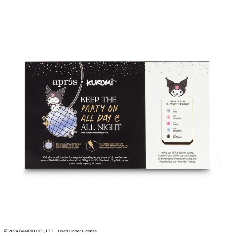 Apres Gel Couleur Kuromi™ Naughty and Nice Flash Glitter Gel Couleur (Set of 5), 10ml - Image 4