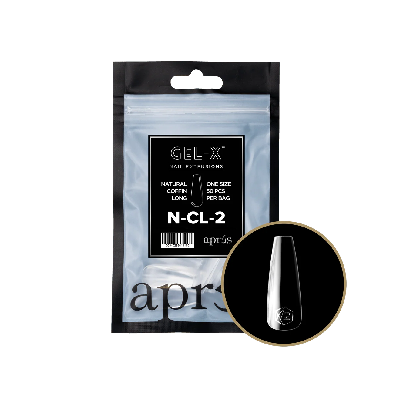 Apres Gel X™ Refill Bags (50pcs) Natural Coffin Long Tips - Image 3