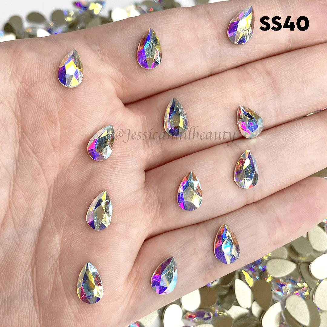 JNBS Crystal Rhinestone Pear Flatback Crystal AB - Image 2
