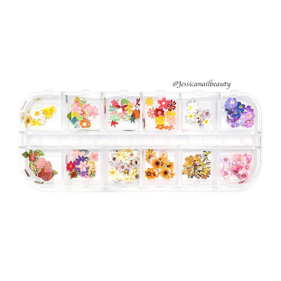 JNBS Nail Art Dried Flower Set 05 ( Box of 12 Colors)