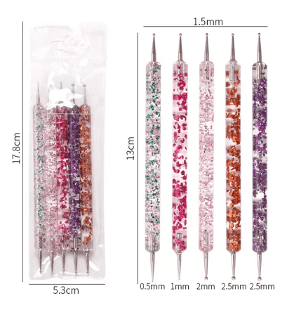 JNBS Nail Art Brush Sequin Double head Pointing Pen 5pcs - Image 4