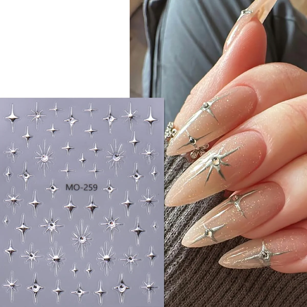 MOSR Nail Art Sticker Black Sliver Stars - Image 2