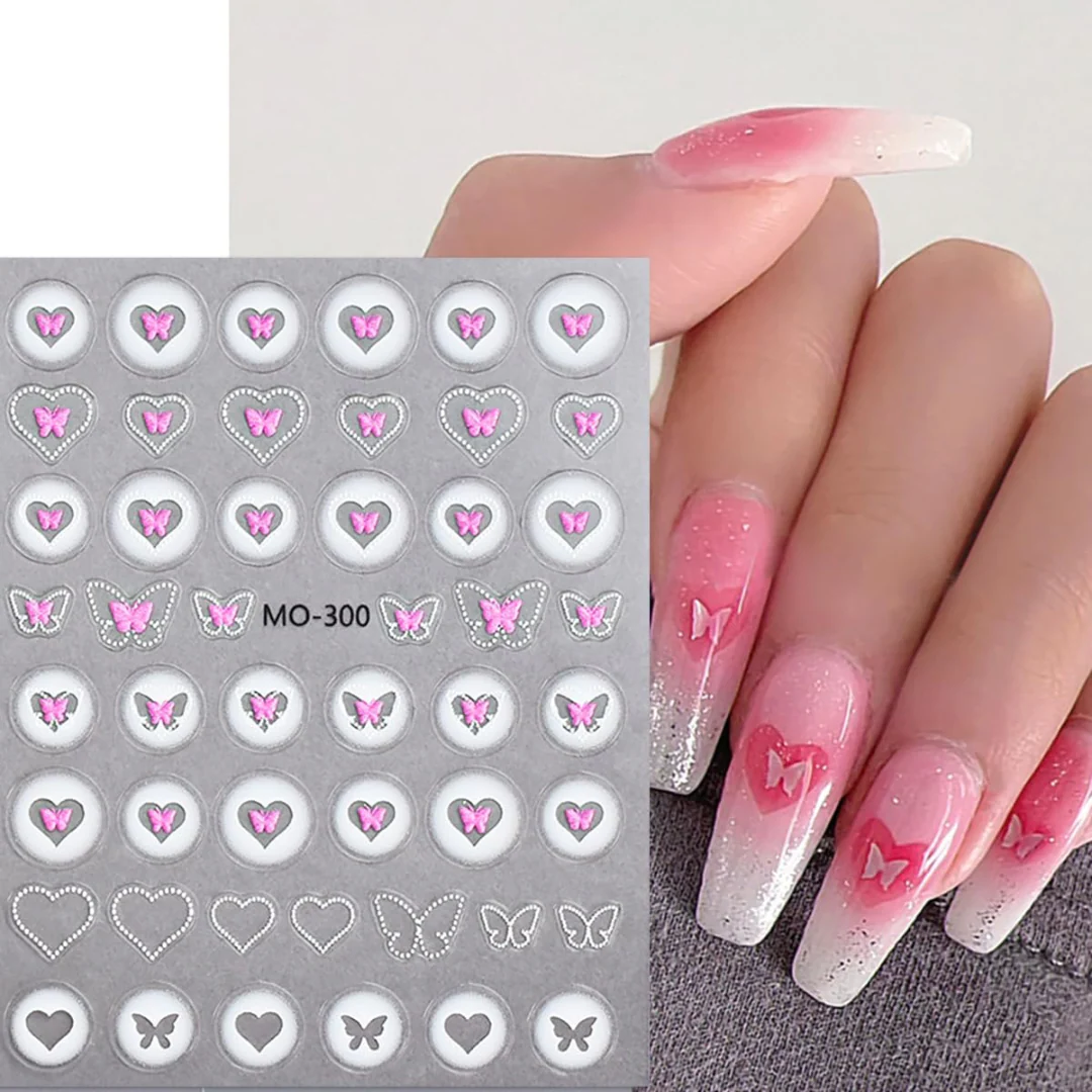 MOSR Nail Art Sticker Cute Heart Bow Butterfly - Image 2