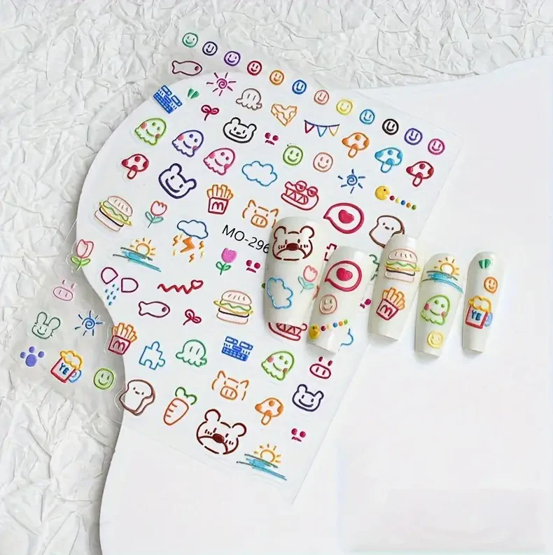 MOSR Nail Art Sticker Embossed Cartoon - Image 3