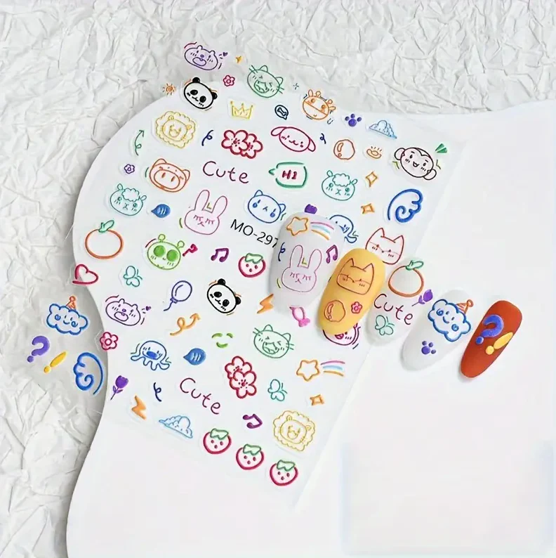 MOSR Nail Art Sticker Embossed Cartoon - Image 4