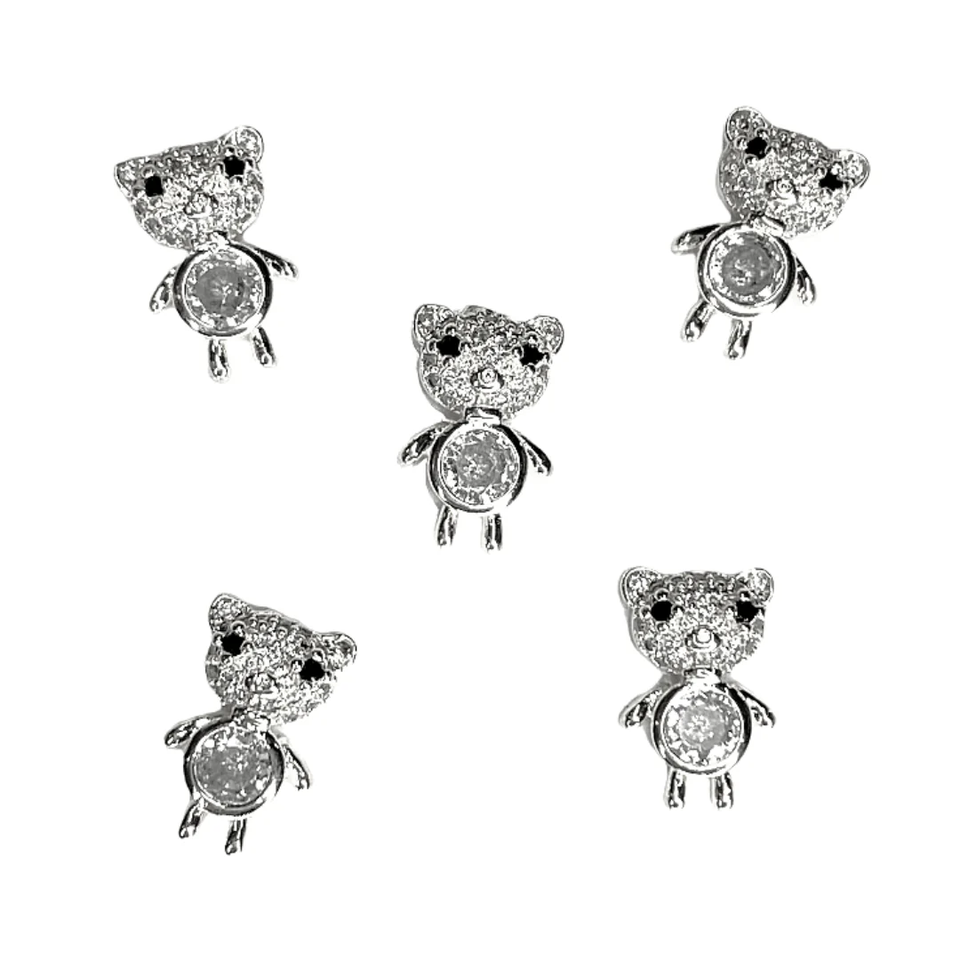 JNBS Nail Charm Crystal Round Teddy Bear (5pcs) - Image 2