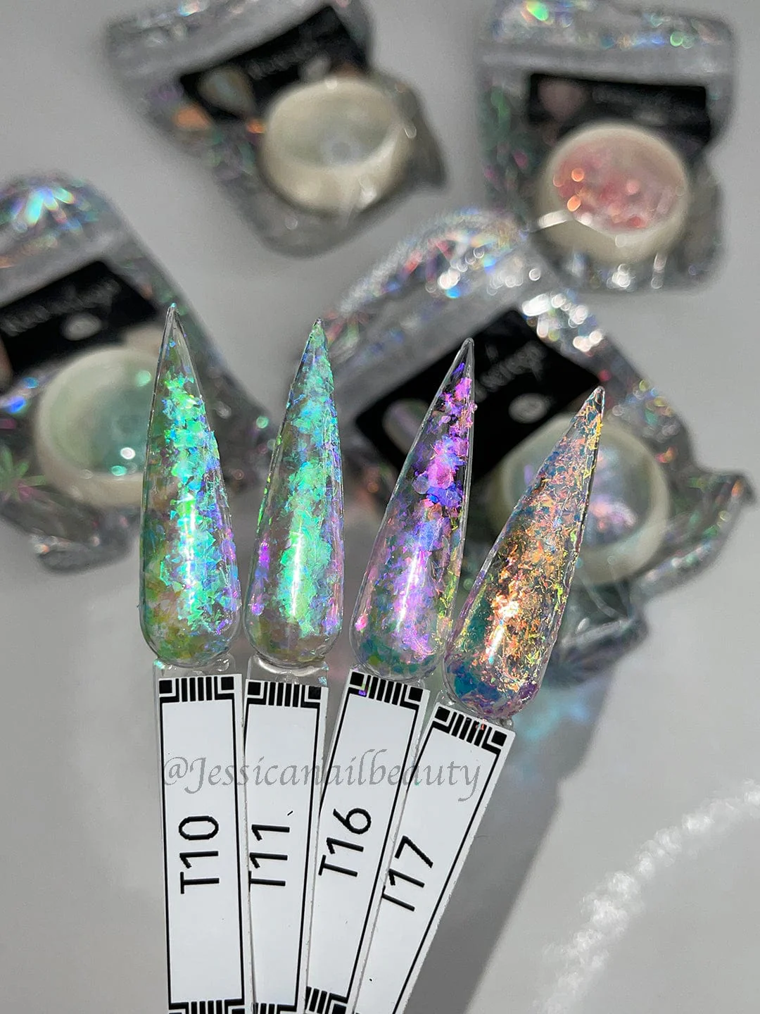 JNBS Nail Flakes Iridescent Aurora 3g (SET OF 4 COLORS) - Image 3
