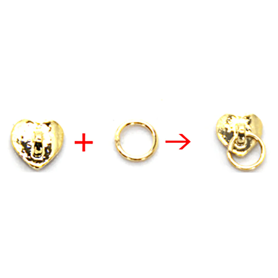 JNBS Nail Piercing Charm 3D Gold & Silver Metal Heart (Bag of 30pcs) - Image 3