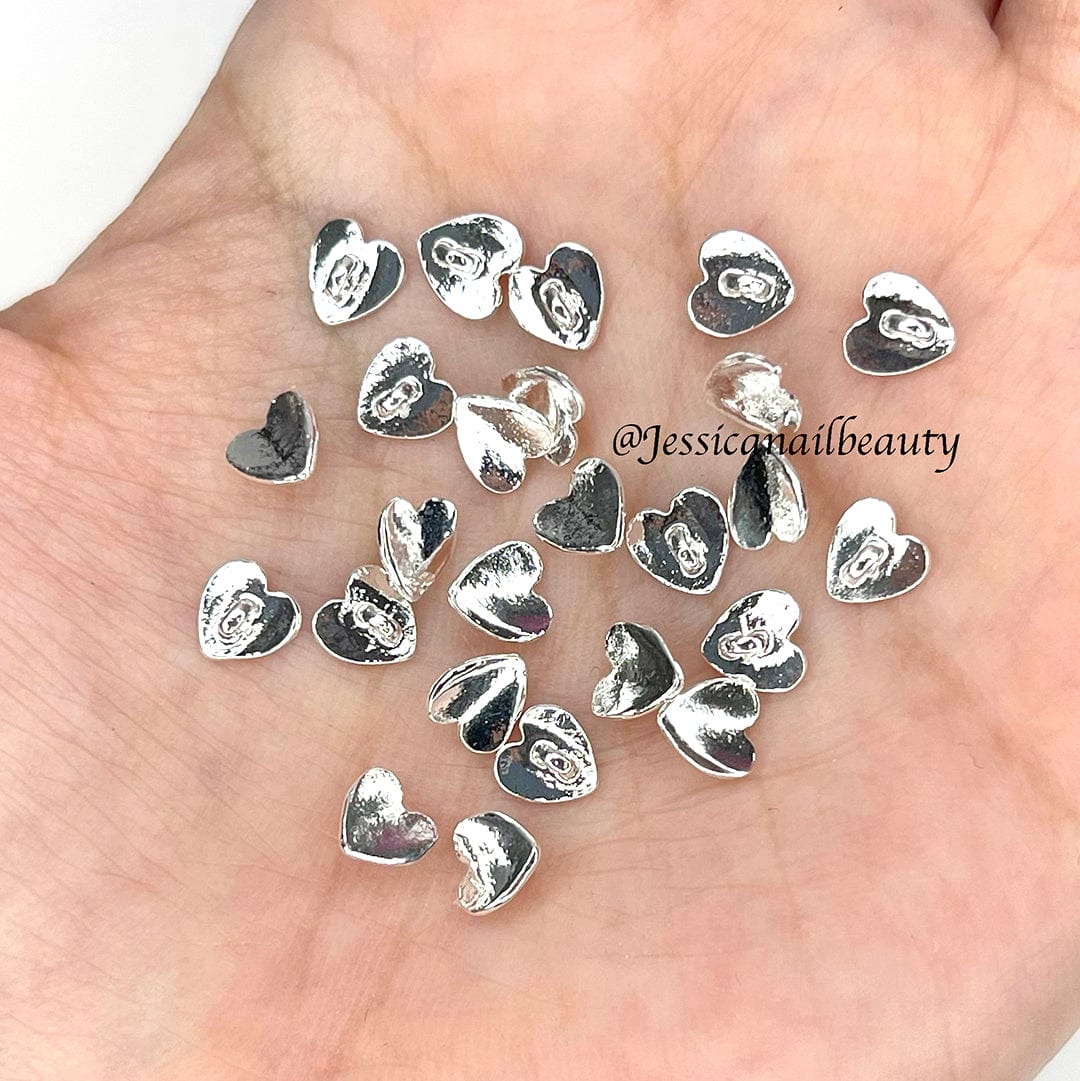 JNBS Nail Piercing Charm 3D Gold & Silver Metal Heart (Bag of 30pcs) - Image 4