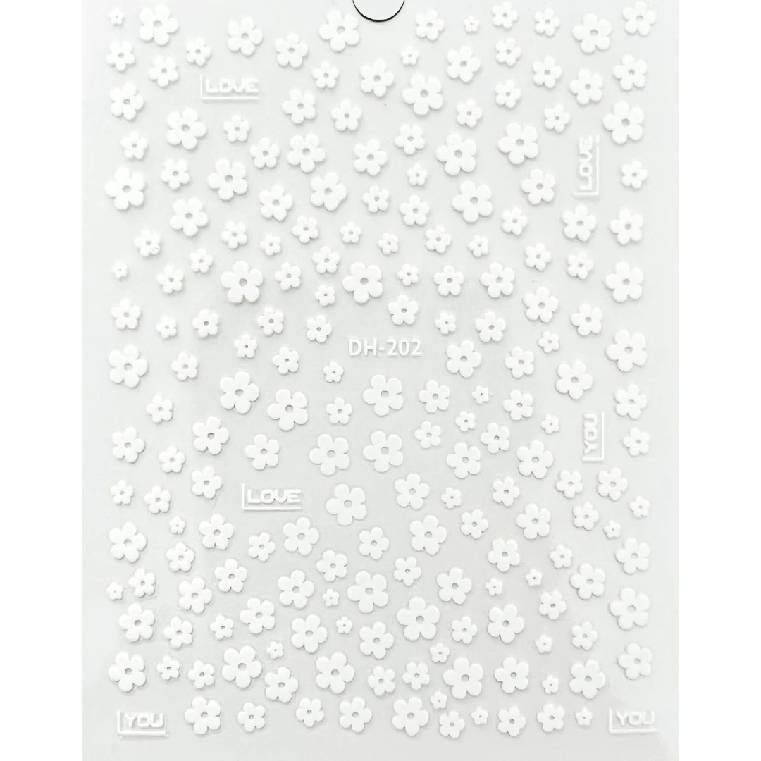 JNBS Nail Sticker 3D Black & White Flowers - Image 2