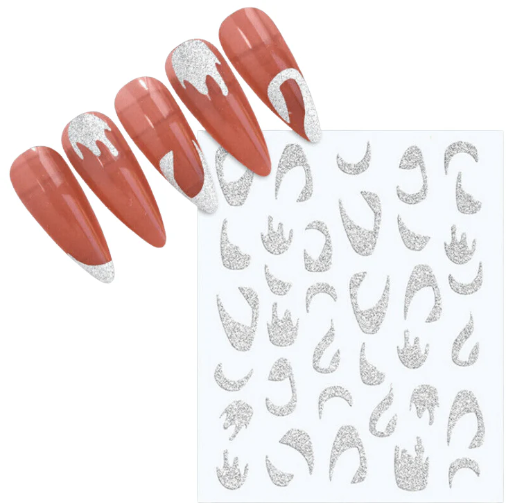 JNBS Nail Sticker 3D Shiny Silver Glitter Diamond - Image 5