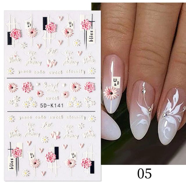 JNBS 5D Embossed Nail Sticker (Choose your style) - Image 3
